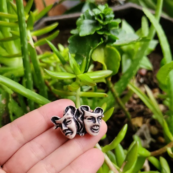 Vintage Celluloid Comedy Tragedy Brooch Pin - Picture 7 of 13